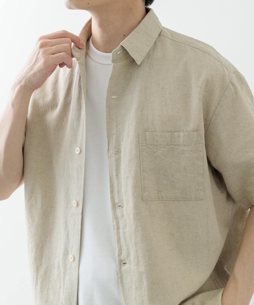 URBAN RESEARCH シャツ LINEN SHORT-SLEEVE SHIRTS メンズ