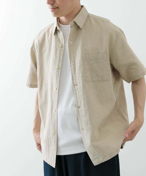 ITEMS URBANRESEARCH(アイテムズ アーバンリサーチ)の「『セットアップ対応』天然素材リネンコットンレギュラーカラー半袖シャツ(シャツ/ブラウス・メンズ・アイボリー/チャコールグレー/オレンジ系その他/ブラウン・MEDIUM/LARGE/X-LARGE)」の8枚目の写真