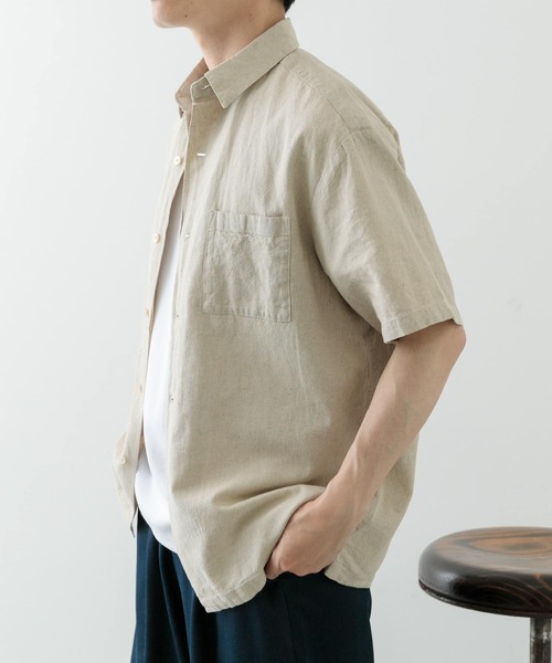 URBAN RESEARCH シャツ LINEN SHORT-SLEEVE SHIRTS メンズ