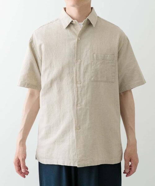 ITEMS URBANRESEARCH(アイテムズ アーバンリサーチ)の「『セットアップ対応』天然素材リネンコットンレギュラーカラー半袖シャツ(シャツ/ブラウス・メンズ・アイボリー/チャコールグレー/オレンジ系その他/ブラウン・MEDIUM/LARGE/X-LARGE)」の12枚目の写真