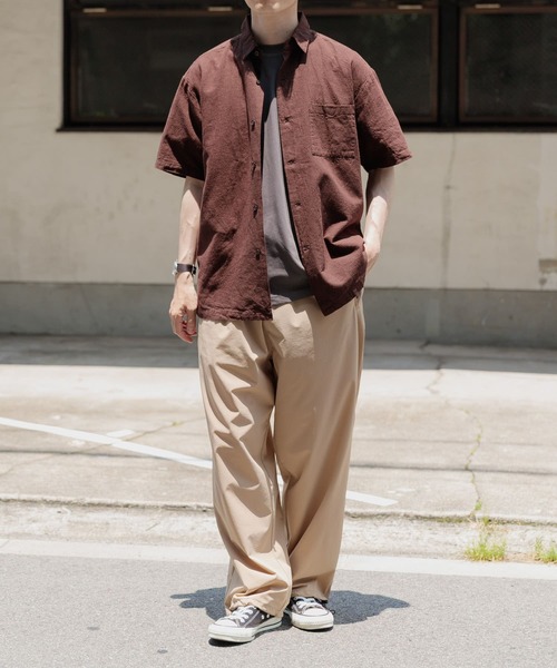 ITEMS URBANRESEARCH(アイテムズ アーバンリサーチ)の「『セットアップ対応』天然素材リネンコットンレギュラーカラー半袖シャツ(シャツ/ブラウス・メンズ・アイボリー/チャコールグレー/オレンジ系その他/ブラウン・MEDIUM/LARGE/X-LARGE)」の7枚目の写真
