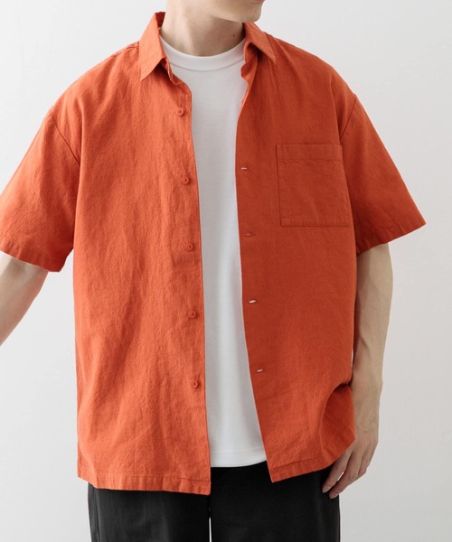 ITEMS URBANRESEARCH(アイテムズ アーバンリサーチ)の「『セットアップ対応』天然素材リネンコットンレギュラーカラー半袖シャツ(シャツ/ブラウス・メンズ・アイボリー/チャコールグレー/オレンジ系その他/ブラウン・MEDIUM/LARGE/X-LARGE)」の16枚目の写真