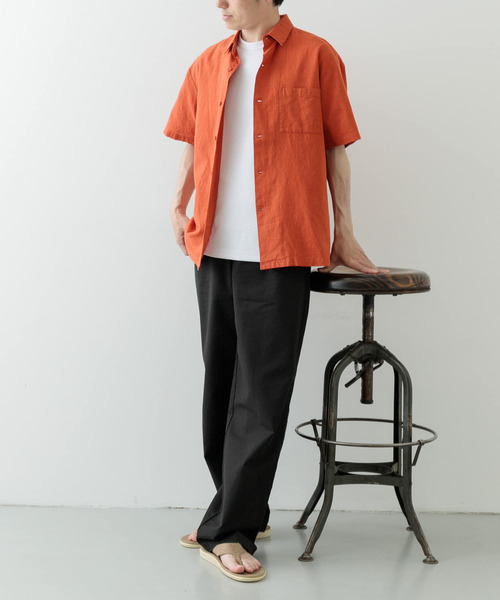 ITEMS URBANRESEARCH(アイテムズ アーバンリサーチ)の「『セットアップ対応』天然素材リネンコットンレギュラーカラー半袖シャツ(シャツ/ブラウス・メンズ・アイボリー/チャコールグレー/オレンジ系その他/ブラウン・MEDIUM/LARGE/X-LARGE)」の20枚目の写真