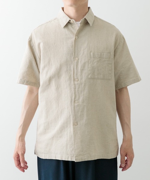 ITEMS URBANRESEARCH(アイテムズ アーバンリサーチ)の「『セットアップ対応』天然素材リネンコットンレギュラーカラー半袖シャツ(シャツ/ブラウス・メンズ・アイボリー/チャコールグレー/オレンジ系その他/ブラウン・MEDIUM/LARGE/X-LARGE)」の21枚目の写真