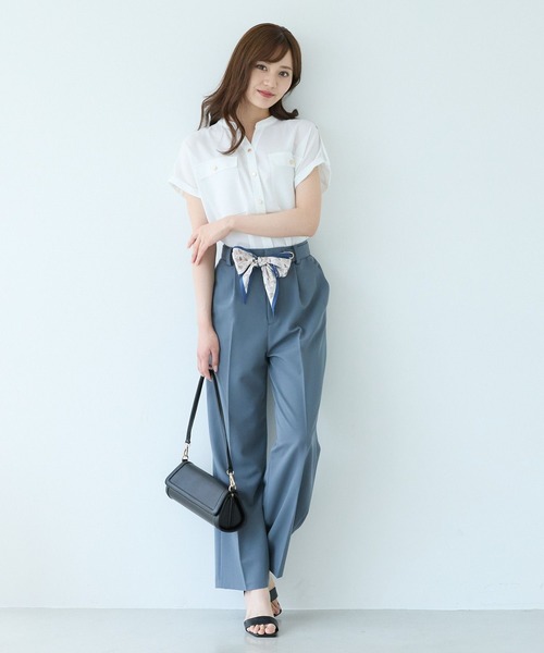 ブラウス シャツ キンボタンサファリシャツ494312 レディース Andemiu ブラウス シャツ キンボタンサファリシャツ494312
