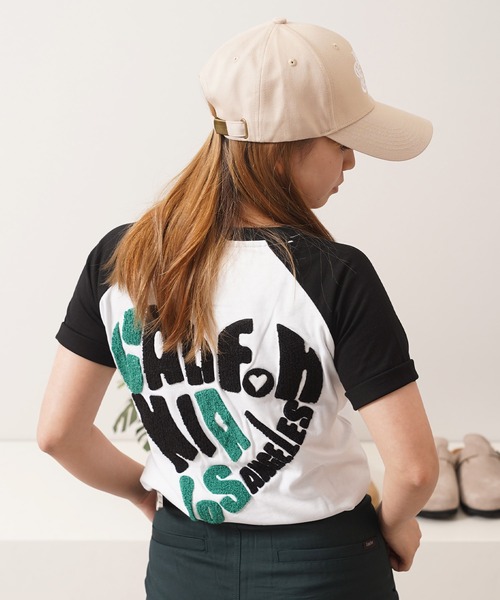 1111clothing（ワンフォークロージング）の「ハート サガラ刺繍 ラグランTシャツ / Heart Sagara Embroidery Raglan T-Shirt（Tシャツ/カットソー・メンズ・ホワイト×ブラック/ホワイト×ネイビー/ブラック×ホワイト・L/M/S）」の7枚目の写真
