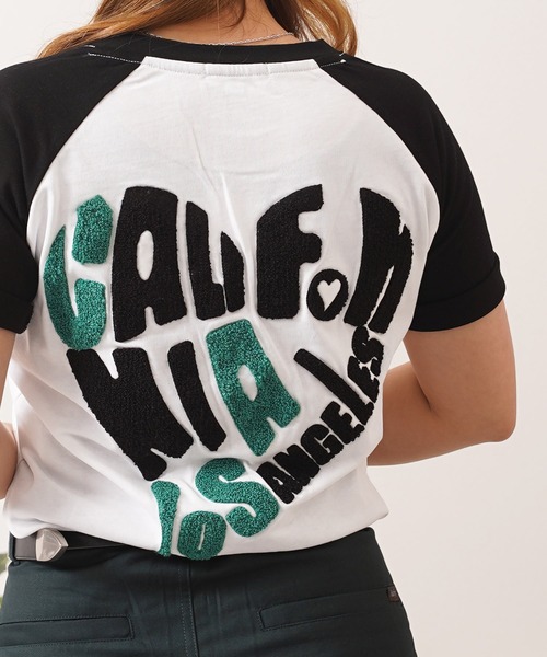 1111clothing（ワンフォークロージング）の「ハート サガラ刺繍 ラグランTシャツ / Heart Sagara Embroidery Raglan T-Shirt（Tシャツ/カットソー・メンズ・ホワイト×ブラック/ホワイト×ネイビー/ブラック×ホワイト・L/M/S）」の8枚目の写真