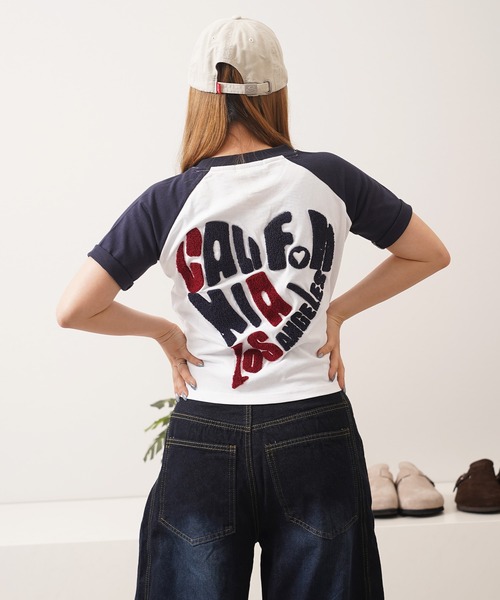 1111clothing（ワンフォークロージング）の「ハート サガラ刺繍 ラグランTシャツ / Heart Sagara Embroidery Raglan T-Shirt（Tシャツ/カットソー・メンズ・ホワイト×ブラック/ホワイト×ネイビー/ブラック×ホワイト・L/M/S）」の22枚目の写真
