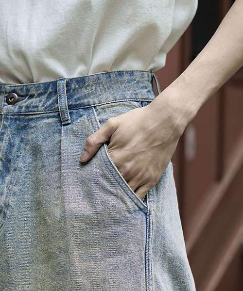 Bleme（ブレム）の「ヴィンテージ加工　カーブデニムパンツ（デニムパンツ・メンズ・ライトブルー/ブルー/ブラック・S/M/L/XL）」の16枚目の写真