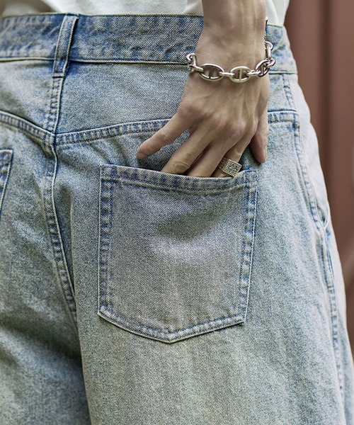 Bleme（ブレム）の「ヴィンテージ加工　カーブデニムパンツ（デニムパンツ・メンズ・ライトブルー/ブルー/ブラック・S/M/L/XL）」の17枚目の写真