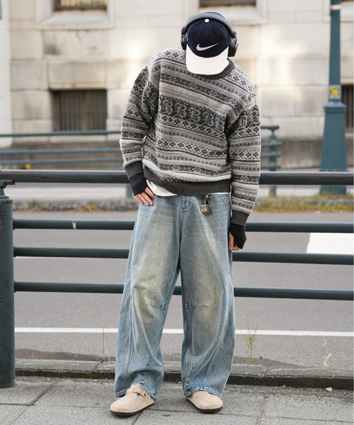 ヴィンテージ加工 カーブデニムパンツ（デニムパンツ）｜Bleme（ブレム