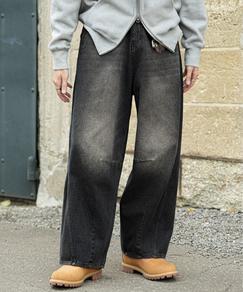 ヴィンテージ加工 カーブデニムパンツ（デニムパンツ）｜Bleme（ブレム