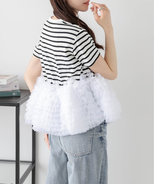 SUGAR BISKET(シュガービスケット)の「ティアードチュールドッキングトップス(その他トップス・レディース・ホワイト/ブラック/ブラック系1/ホワイト系1・フリー)」の21枚目の写真