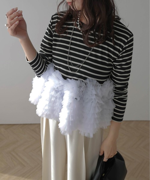 SUGAR BISKET(シュガービスケット)の「ティアードチュールドッキングトップス(その他トップス・レディース・ホワイト/ブラック/ブラック系1/ホワイト系1・フリー)」の17枚目の写真
