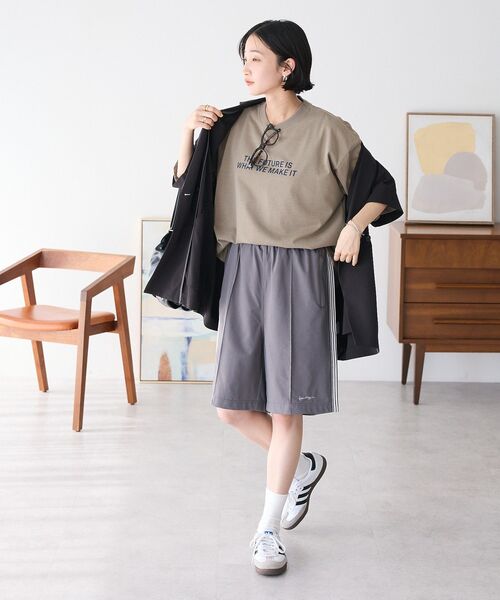 CRAFT STANDARD BOUTIQUE（クラフトスタンダードブティック）の「接触冷感/UVカット/速乾性 トラックショーツ（その他パンツ・レディース・チャコールグレー/ブラック/ベージュ・S/M/L）」の12枚目の写真