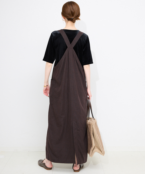 SLOBE IENA（スローブイエナ）の「《WEB/一部店舗限定/追加2》アイラインジャンパースカート（ワンピース・レディース・チャコールグレー・FREE）」の3枚目の写真