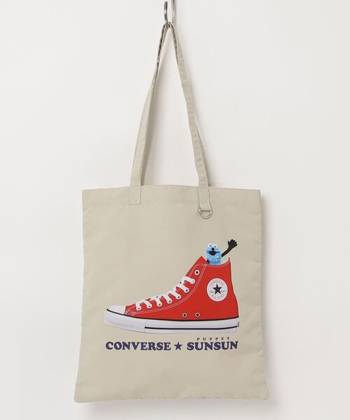 CONVERSE（コンバース）の「【CONVERSE/コンバース】CV SUNSUN FLAT TOTE BAG　コラボバッグ（トートバッグ・メンズ・ブラック/アイボリー/ピンク/ブルー/イエロー・FREE）」の10枚目の写真