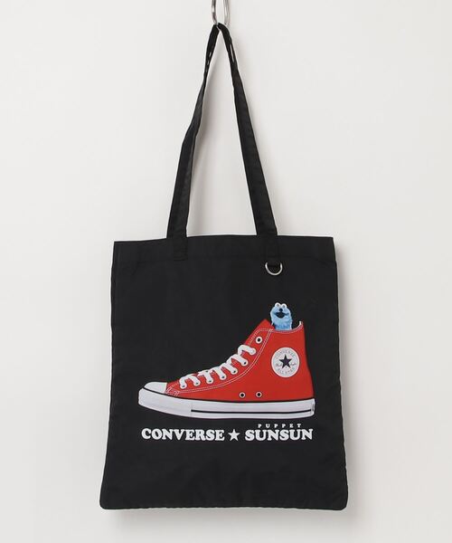 CONVERSE（コンバース）の「【CONVERSE/コンバース】CV SUNSUN FLAT TOTE BAG　コラボバッグ（トートバッグ・メンズ・ブラック/アイボリー/ピンク/ブルー/イエロー・FREE）」の11枚目の写真