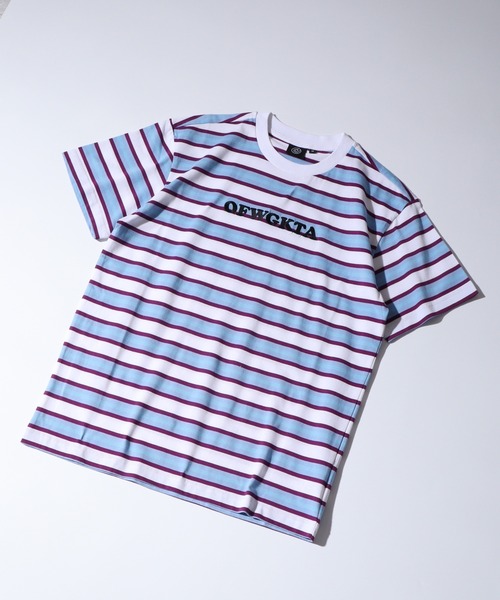 ODD FUTURE（オッドフューチャー）の「Odd Future 刺繍ロゴ ボーダーTシャツ（Tシャツ/カットソー・メンズ・パープル/レインボー/ブルーパープル/レッド/グレー/ホワイト×ブルー・M/L/S/XL）」の2枚目の写真