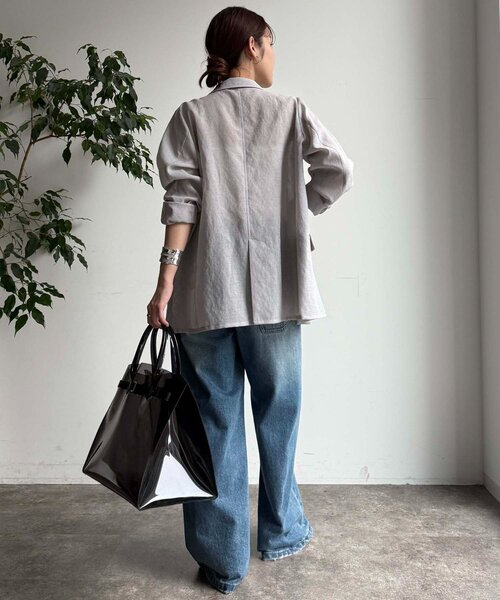 DouDou（ドゥドゥ）の「【新色追加】ライトフェイクリネンジャケット（テーラードジャケット・レディース・キャメル/チャコールグレー/ライトグレー・FREE）」の19枚目の写真