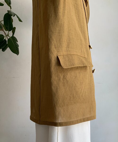 DouDou（ドゥドゥ）の「【新色追加】ライトフェイクリネンジャケット（テーラードジャケット・レディース・キャメル/チャコールグレー/ライトグレー・FREE）」の9枚目の写真