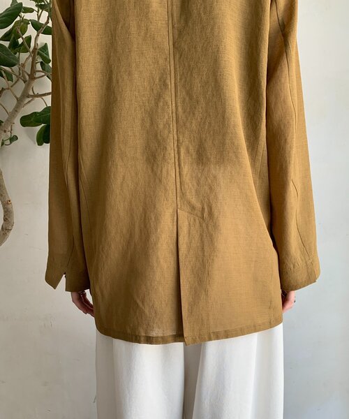 DouDou（ドゥドゥ）の「【新色追加】ライトフェイクリネンジャケット（テーラードジャケット・レディース・キャメル/チャコールグレー/ライトグレー・FREE）」の10枚目の写真