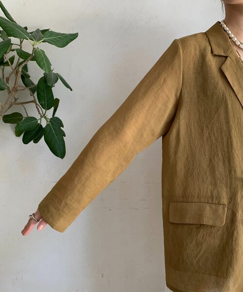 DouDou（ドゥドゥ）の「【新色追加】ライトフェイクリネンジャケット（テーラードジャケット・レディース・キャメル/チャコールグレー/ライトグレー・FREE）」の11枚目の写真