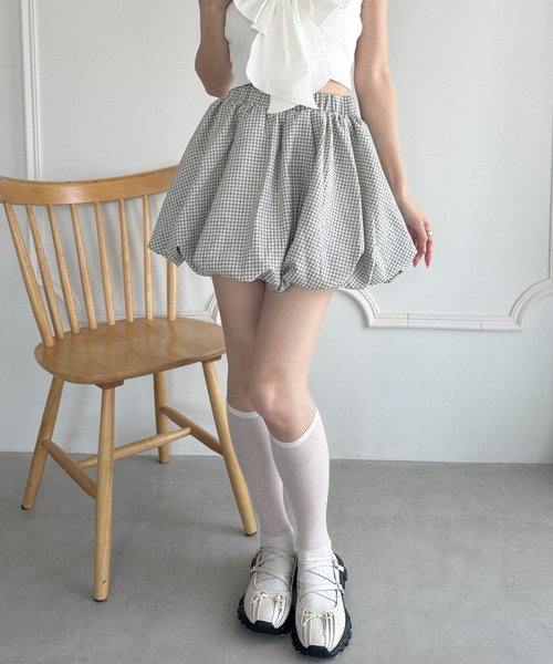 wears(ウェアーズ)の「インパン付き チェック柄バルーンミニスカート(スカート・レディース・ブルー/ブラック/アイボリー・FREE)」の1枚目の写真