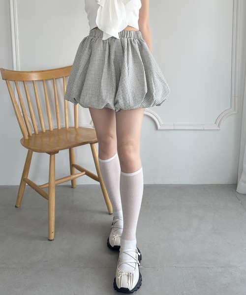 wears(ウェアーズ)の「インパン付き チェック柄バルーンミニスカート(スカート・レディース・ブルー/ブラック/アイボリー・FREE)」の4枚目の写真