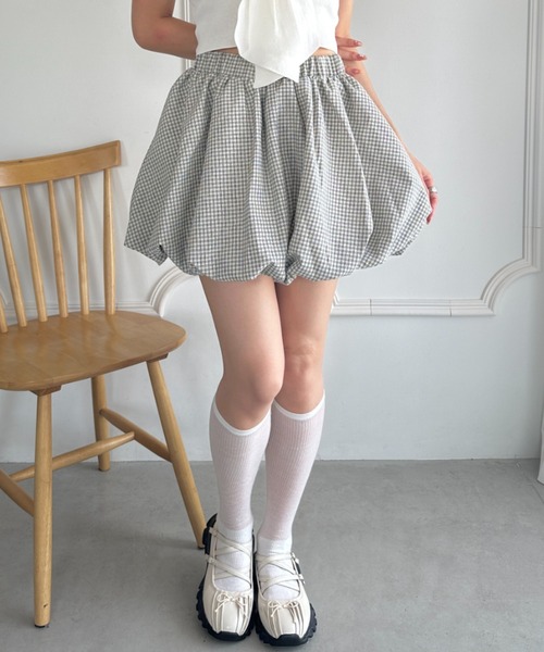 wears(ウェアーズ)の「インパン付き チェック柄バルーンミニスカート(スカート・レディース・ブルー/ブラック/アイボリー・FREE)」の5枚目の写真