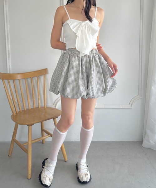 wears(ウェアーズ)の「インパン付き チェック柄バルーンミニスカート(スカート・レディース・ブルー/ブラック/アイボリー・FREE)」の6枚目の写真