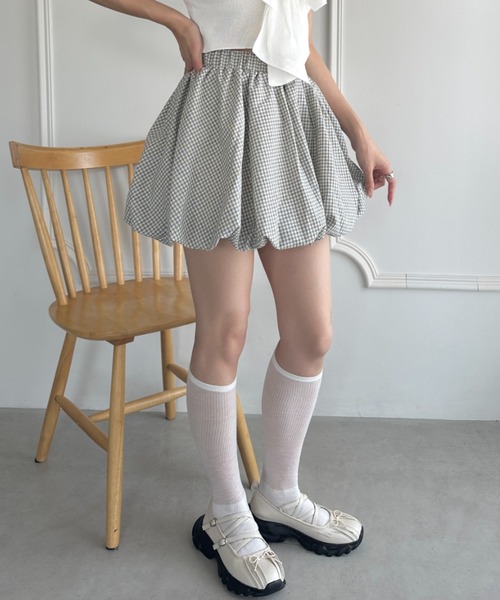 wears(ウェアーズ)の「インパン付き チェック柄バルーンミニスカート(スカート・レディース・ブルー/ブラック/アイボリー・FREE)」の7枚目の写真