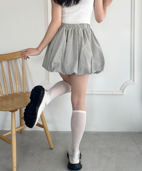 wears(ウェアーズ)の「インパン付き チェック柄バルーンミニスカート(スカート・レディース・ブルー/ブラック/アイボリー・FREE)」の8枚目の写真