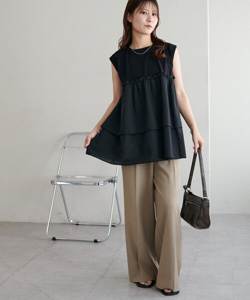 未使用品☆袖２段フリルカットソー MERAKI 裾2段フリルトップス レディース : ZOZOTOWN Yahoo!店 - 通販