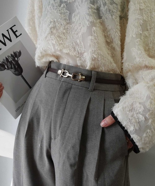 CORNERS（コーナーズ）の「ビットバックルスライドベルト（ベルト・レディース・ブラック/ブラウン/キャメル/ベージュ・FREE）」の3枚目の写真