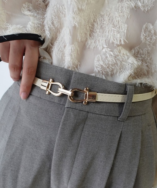 CORNERS（コーナーズ）の「ビットバックルスライドベルト（ベルト・レディース・ブラック/ブラウン/キャメル/ベージュ・FREE）」の9枚目の写真