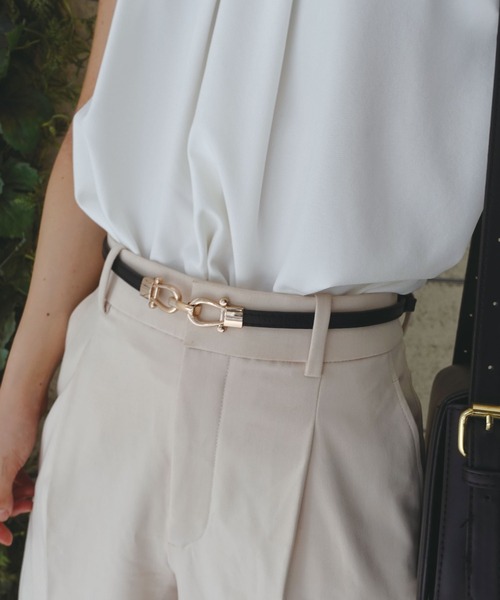 CORNERS（コーナーズ）の「ビットバックルスライドベルト（ベルト・レディース・ブラック/ブラウン/キャメル/ベージュ・FREE）」の7枚目の写真