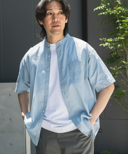 URBAN RESEARCH DOORS（アーバンリサーチドアーズ）の「TC バンドカラー ショートスリーブシャツ（シャツ/ブラウス・メンズ・ブルー系その他/ネイビー/ブラック系その他/グレー系その他・MEDIUM/LARGE）」の4枚目の写真