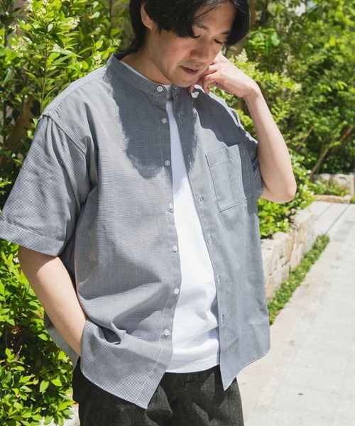 URBAN RESEARCH DOORS（アーバンリサーチドアーズ）の「TC バンドカラー ショートスリーブシャツ（シャツ/ブラウス・メンズ・ブルー系その他/ネイビー/ブラック系その他/グレー系その他・MEDIUM/LARGE）」の21枚目の写真