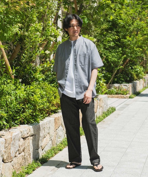 URBAN RESEARCH DOORS（アーバンリサーチドアーズ）の「TC バンドカラー ショートスリーブシャツ（シャツ/ブラウス・メンズ・ブルー系その他/ネイビー/ブラック系その他/グレー系その他・MEDIUM/LARGE）」の17枚目の写真