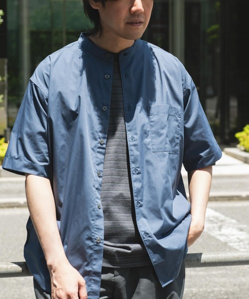 URBAN RESEARCH DOORS（アーバンリサーチドアーズ）の「TC バンドカラー ショートスリーブシャツ（シャツ/ブラウス・メンズ・ブルー系その他/ネイビー/ブラック系その他/グレー系その他・MEDIUM/LARGE）」の9枚目の写真