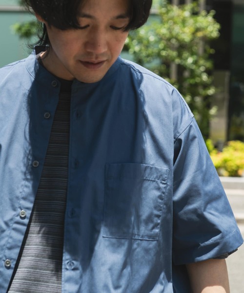URBAN RESEARCH DOORS（アーバンリサーチドアーズ）の「TC バンドカラー ショートスリーブシャツ（シャツ/ブラウス・メンズ・ブルー系その他/ネイビー/ブラック系その他/グレー系その他・MEDIUM/LARGE）」の8枚目の写真