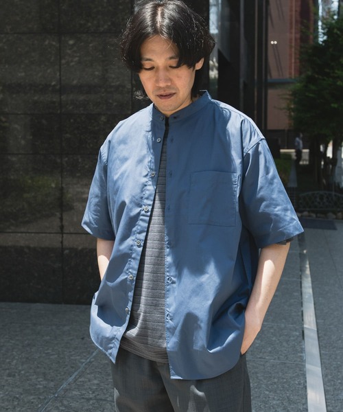 URBAN RESEARCH DOORS（アーバンリサーチドアーズ）の「TC バンドカラー ショートスリーブシャツ（シャツ/ブラウス・メンズ・ブルー系その他/ネイビー/ブラック系その他/グレー系その他・MEDIUM/LARGE）」の5枚目の写真