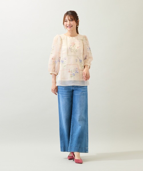 Rose Tiara(ローズティアラ)の「【セットアップ対応】パネル刺繍風ブラウス(シャツ/ブラウス・レディース・ブラック/ベージュ・38/42/46)」の18枚目の写真