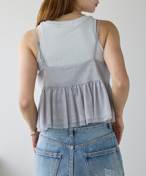 r.（アールドット）の「チュール　ペプラムビスチェ（キャミソール・レディース・アイボリー/ブラック/グレー・FREE）」の19枚目の写真