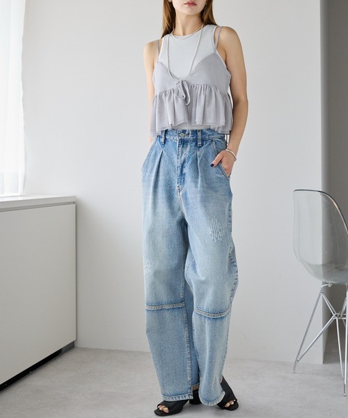 r.（アールドット）の「チュール　ペプラムビスチェ（キャミソール・レディース・アイボリー/ブラック/グレー・FREE）」の18枚目の写真