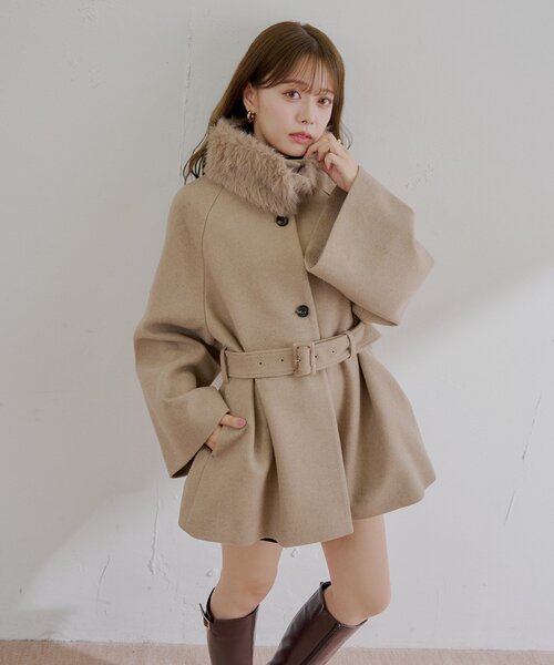 セール】【WEB限定/REVIVAL】ファー取り外しケープコート（その他