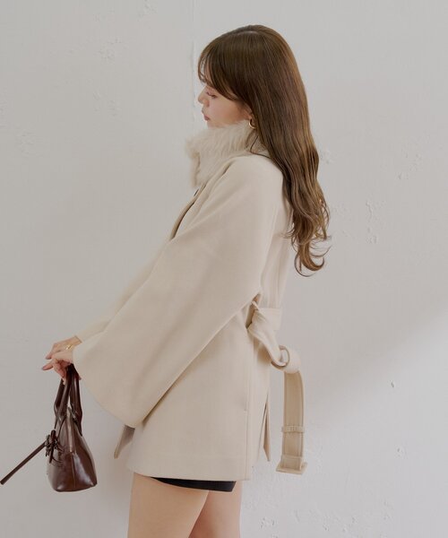 新しいエルメス ZOZO限定/REVIVAL】ファー取り外しケープコート（その他アウター ジャケット・アウター