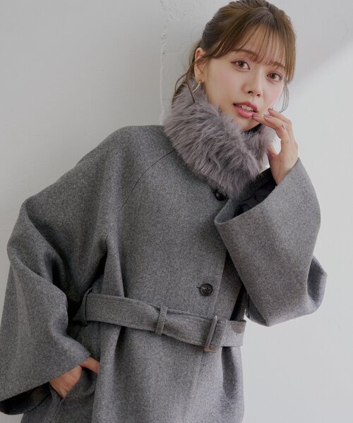WEB限定/REVIVAL】ファー取り外しケープコート（その他アウター