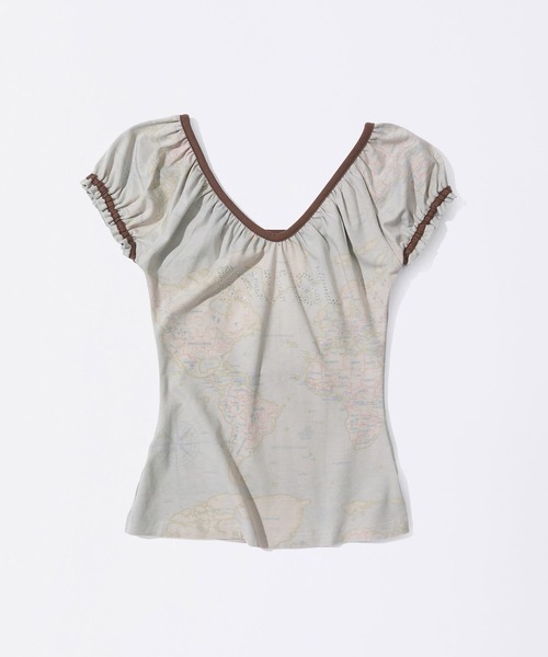 SCULPTOR(スカルプター)の「Tourist Scoop Back Tee(Tシャツ/カットソー・レディース・アイボリー/ライトブルー・SMALL/X-SMALL/LARGE/MEDIUM)」の1枚目の写真